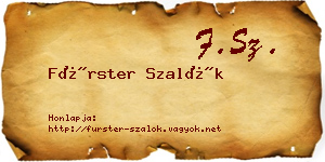 Fürster Szalók névjegykártya